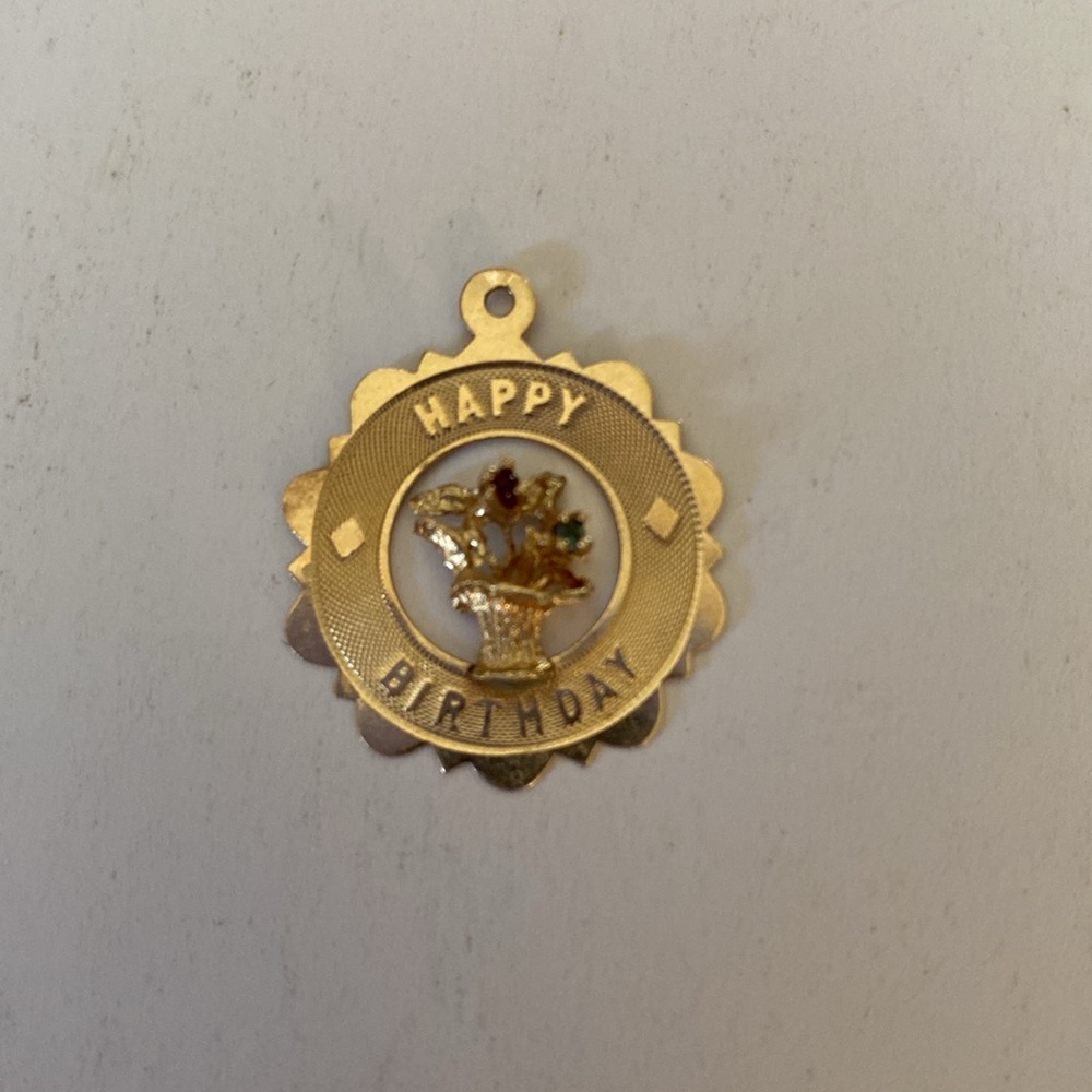 14k Gold Happy Birthday Charm/Pendant. View 2